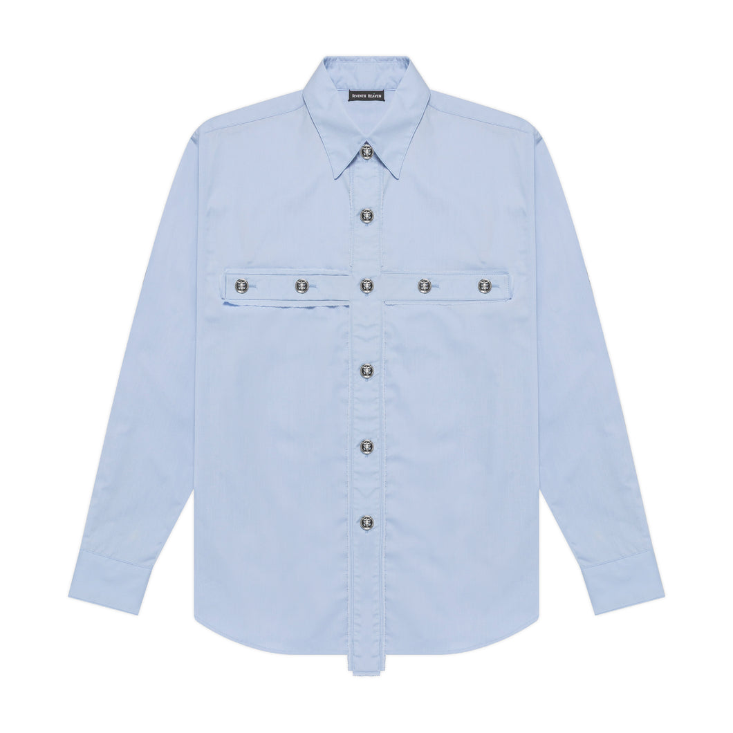 Crucifix Button Up (Blue)