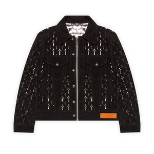 CROSS-CUT LEATHER JACKET